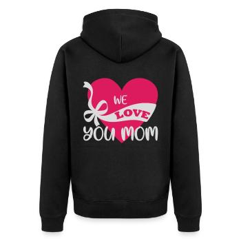 WE LOVE YOU MOM - Unisex Premium Organic Zip Hoodie - black - Back - Nico (187cm)