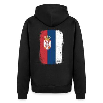 Serbia - Unisex Premium Organic Zip Hoodie - black - Back - Nico (187cm)
