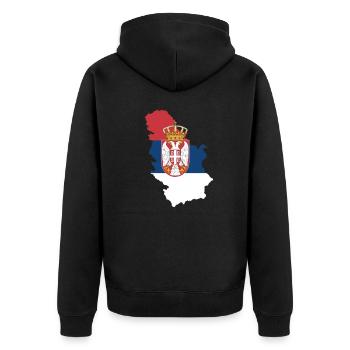Serbia - Unisex Premium Organic Zip Hoodie - black - Back - Nico (187cm)