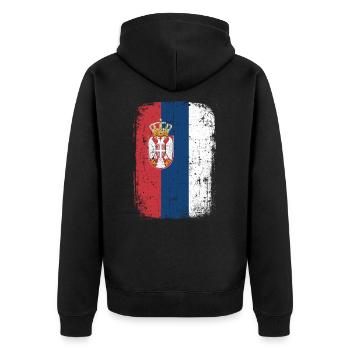 Serbia - Unisex Premium Organic Zip Hoodie - black - Back - Nico (187cm)