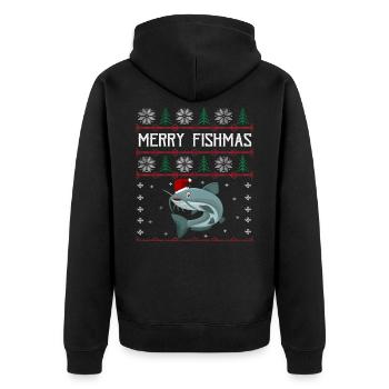 Joyeux Fishmas Anglershirt Wels Noël - Veste à capuche bio Premium Unisexe - noir - Dos - Nico (187cm)