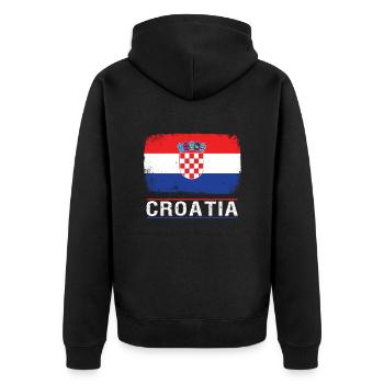 Kroatien - Unisex Premium Bio Zip Hoodie - Schwarz - Hinten - Nico (187cm)