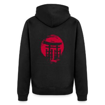 Japan - Unisex Premium Bio Zip Hoodie - Schwarz - Hinten - Nico (187cm)