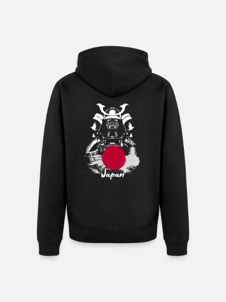 Japan Samurai - Unisex Premium Organic Zip Hoodie - black