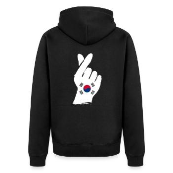 South Korea - Unisex Premium Organic Zip Hoodie - black - Back - Nico (187cm)