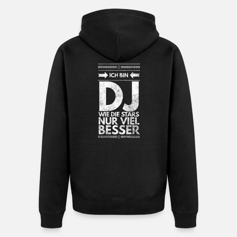 DJ Deejay Musik Techno Music Turntable Geschenk - Unisex Premium Bio Zip Hoodie - Schwarz