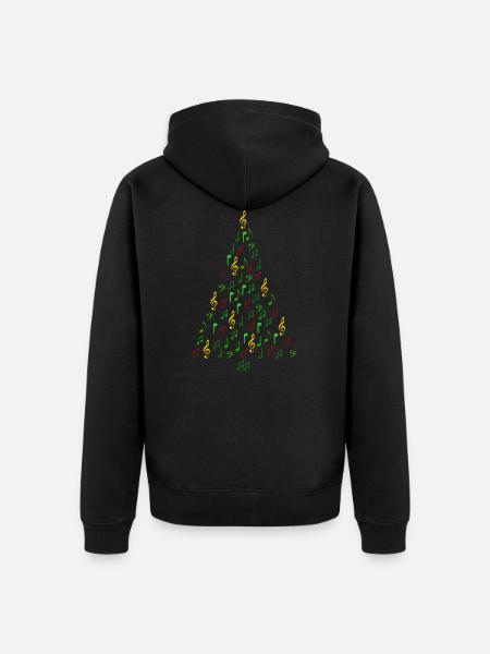 Music Christmas- Christmas tree notes - Unisex Premium Organic Zip Hoodie - black