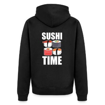 Sushi - Unisex Premium Bio Zip Hoodie - Schwarz - Hinten - Nico (187cm)