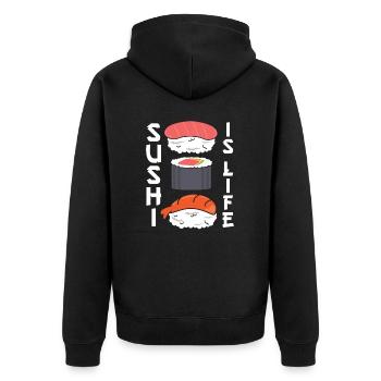 Sushi - Unisex Premium Bio Zip Hoodie - Schwarz - Hinten - Nico (187cm)