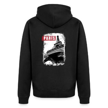 Paris - Unisex Premium Bio Zip Hoodie - Schwarz - Hinten - Nico (187cm)