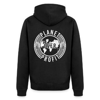 Klimawandel Klima Umweltschutz Umwelt Planet - Unisex Premium Bio Zip Hoodie - Schwarz - Hinten - Nico (187cm)