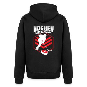 Eishockey - Unisex Premium Bio Zip Hoodie - Schwarz - Hinten - Nico (187cm)