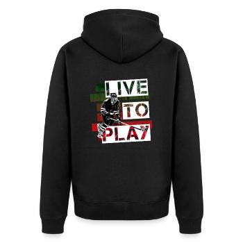 Eishockey - Unisex Premium Bio Zip Hoodie - Schwarz - Hinten - Nico (187cm)
