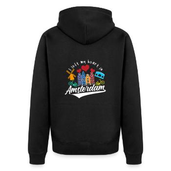 Amsterdam Moulin à vent vélo vieille ville - Veste à capuche bio Premium Unisexe - noir - Dos - Nico (187cm)