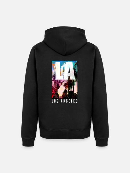 Los Angeles - Unisex Premium Organic Zip Hoodie - black