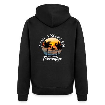 Los Angeles - Unisex Premium Bio Zip Hoodie - Schwarz - Hinten - Nico (187cm)