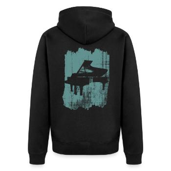 piano klavier musiker - Unisex Premium Bio Zip Hoodie - Schwarz - Hinten - Nico (187cm)