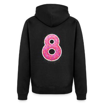 8. Geburtstag Süß Pink Donut Geschenk - Unisex Premium Bio Zip Hoodie - Schwarz - Hinten - Nico (187cm)