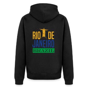 Brasilien Rio de Janeiro - Unisex Premium Bio Zip Hoodie - Schwarz - Hinten - Nico (187cm)