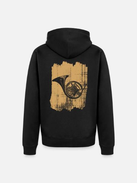 French horn - Unisex Premium Organic Zip Hoodie - black