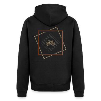 Rennrad Square - Premium Shirt - Unisex Premium Bio Zip Hoodie - Schwarz - Hinten - Nico (187cm)