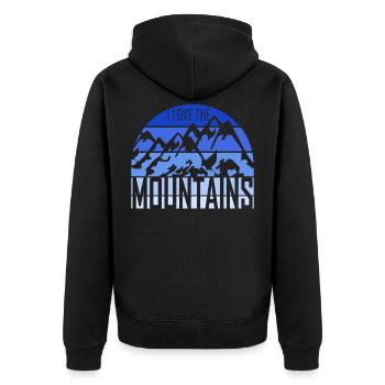 Mountains, Mountains, Gift - Unisex Premium Organic Zip Hoodie - black - Back - Nico (187cm)