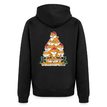 Shiba Weihnachtsbaum - Unisex Premium Bio Zip Hoodie - Schwarz - Hinten - Nico (187cm)