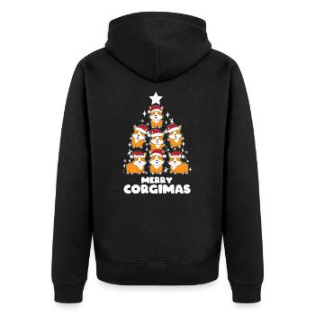 Pembroke Noël Corgi Gallois - Veste à capuche bio Premium Unisexe - noir - Dos - Nico (187cm)