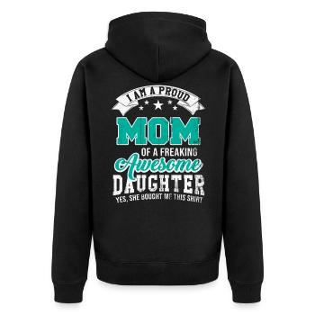 mutter tochter stolz geschenk - Unisex Premium Bio Zip Hoodie - Schwarz - Hinten - Nico (187cm)