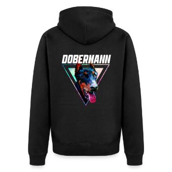 Doberman - Unisex Premium Organic Zip Hoodie - black - Back - Nico (187cm)