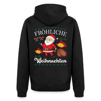 Fröhliche Weihnachten Weihnachten - Unisex Premium Bio Zip Hoodie - Schwarz - Hinten - Nico (187cm)