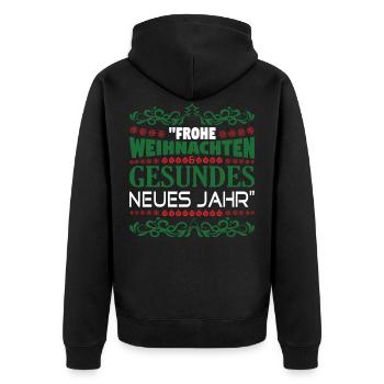 Weihnachten Weihnachten Weihnachten Weihnachten - Unisex Premium Bio Zip Hoodie - Schwarz - Hinten - Nico (187cm)