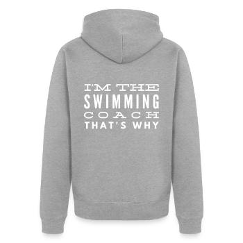 Schwimmen Schwimmer Sport Geschenk - Unisex Premium Bio Zip Hoodie - Grau meliert - Hinten - Nico (187cm)