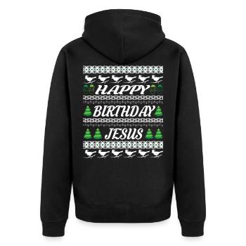 Christmas Weihnachten - Unisex Premium Bio Zip Hoodie - Schwarz - Hinten - Nico (187cm)