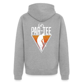 Golf Golfen Golfsport - Unisex Premium Bio Zip Hoodie - Grau meliert - Hinten - Nico (187cm)