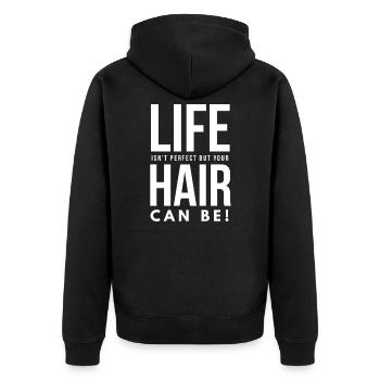 Hairdresser Life - Unisex Premium Organic Zip Hoodie - black - Back - Nico (187cm)