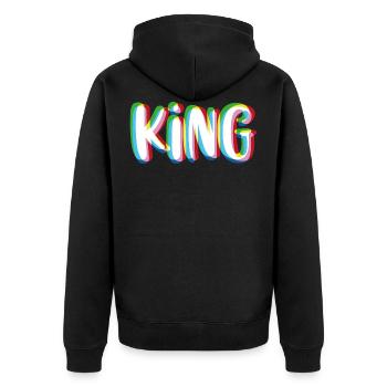 King - Queen Partnershirt - Unisex Premium Bio Zip Hoodie - Schwarz - Hinten - Nico (187cm)