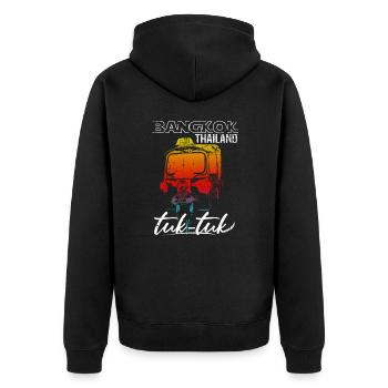 Bangkok Thailand Tuk Tuk - Unisex Premium Bio Zip Hoodie - Schwarz - Hinten - Nico (187cm)
