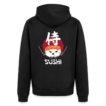 Sushi Essen Asien - Unisex Premium Bio Zip Hoodie - Schwarz - Hinten - Nico (187cm)