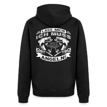 Angeln Angeln Angler Spruch Cooler Spruch Fischer - Unisex Premium Bio Zip Hoodie - Schwarz - Hinten - Nico (187cm)