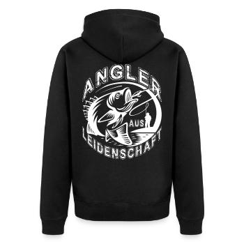 Angeln Anglerspruch lustiger Angler Spruch Fischer - Unisex Premium Bio Zip Hoodie - Schwarz - Hinten - Nico (187cm)