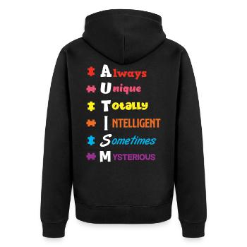 Autism Autismus Autist Asperger Syndrom Puzzle - Unisex Premium Bio Zip Hoodie - Schwarz - Hinten - Nico (187cm)