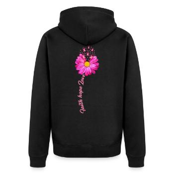 Brustkrebs Krebs Rosa Schleife Blume - Unisex Premium Bio Zip Hoodie - Schwarz - Hinten - Nico (187cm)