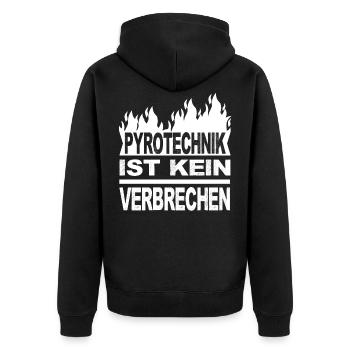 Pyrotechnik ist kein Verbrechen Pyrotechnik - Unisex Premium Bio Zip Hoodie - Schwarz - Hinten - Nico (187cm)