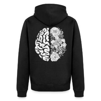 Brain flowers Positive thinking - Unisex Premium Organic Zip Hoodie - black - Back - Nico (187cm)