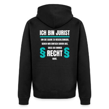 Jurist Recht Anwalt lustiger Spruch - Unisex Premium Bio Zip Hoodie - Schwarz - Hinten - Nico (187cm)