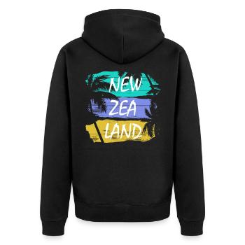 new zealand new zealand - Unisex Premium Organic Zip Hoodie - black - Back - Nico (187cm)