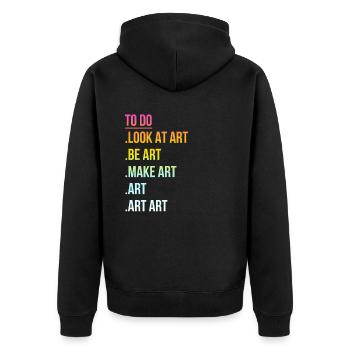 Art - Art - Citation d'artiste drôle cool - Veste à capuche bio Premium Unisexe - noir - Dos - Nico (187cm)