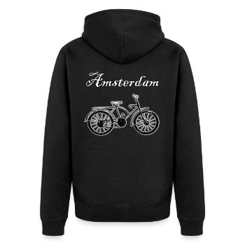 Bicycle, Amsterdam, gift - Unisex Premium Organic Zip Hoodie - black - Back - Nico (187cm)
