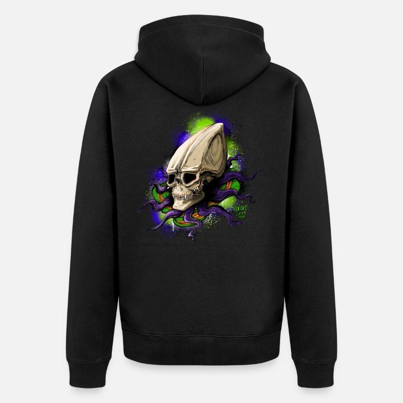 Alien BONE SQL - Unisex Premium Bio Zip Hoodie - Schwarz